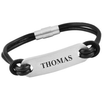 Pulsera de cuero con placa personalizable - 1742