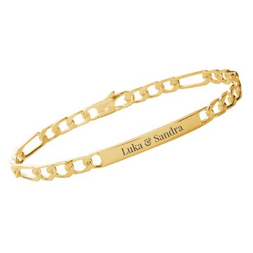 Pulsera Figaro dorada con grabado 4mm - 2758