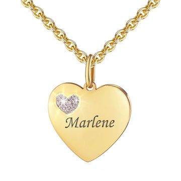 Colgante de corazón de plata dorada con grabado - 2893