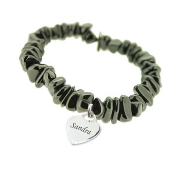 Pulsera de turmalina con colgante plateado - 1236