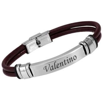 Pulsera de cuero marrón con grabado - 2303