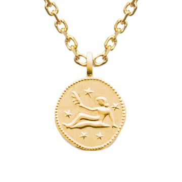 Signo zodiacal Virgo bañado en oro con grabado - 2680