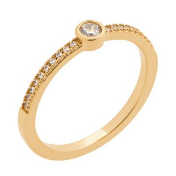 Anillo chapado en oro con circonita - 2722