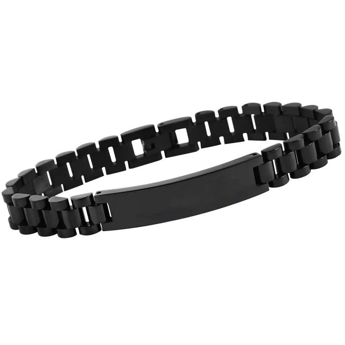 Pulsera Acero Piel Negra Personalizada Grabado Láser M1101 | Mercado Libre