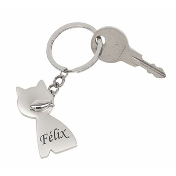 Llavero de gato con grabado - 0835