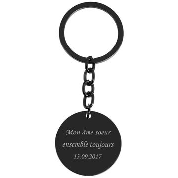 Llavero negro de acero con grabado - 2095