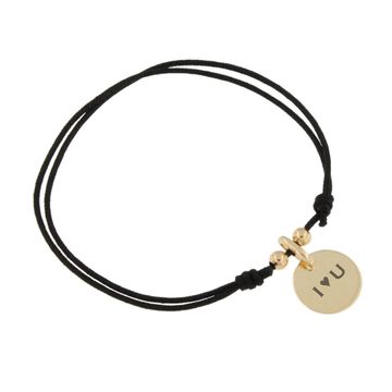 Pulsera de cordón con colgante dorado - 2340