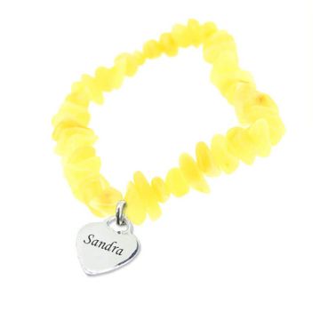 Pulsera de ámbar con colgante plateado - 1232