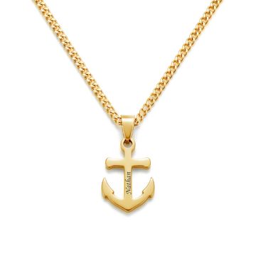 Colgante ancla de acero inoxidable dorado  con grabado - 2961