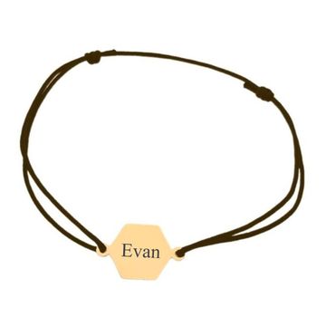 Pulsera textil con colgante hexagonal oro - 2462