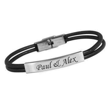 Pulsera de cuero negro con grabado - 1827