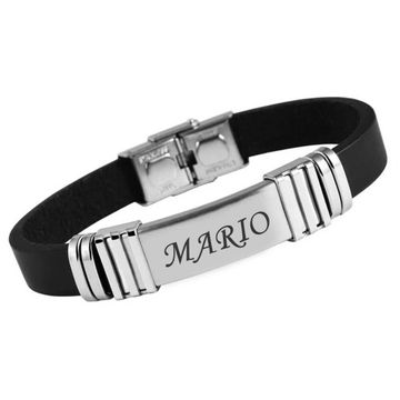 Pulsera de cuero con placa personalizable - 1849