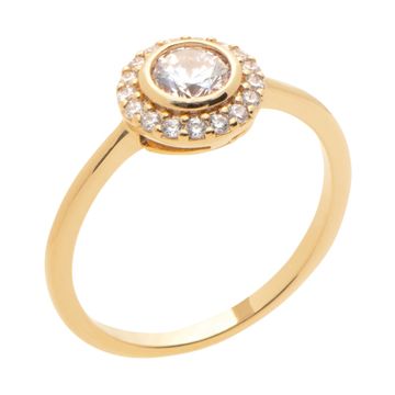 Anillo de compromiso chapado en oro con circonita - 2717