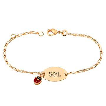 Pulsera chapada en oro con motivo de mariquita - 2771