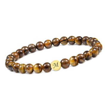Pulsera de cuentas de ojo de tigre con grabado - 2689