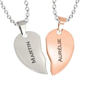 Corazón doble colgante con grabado - 1850