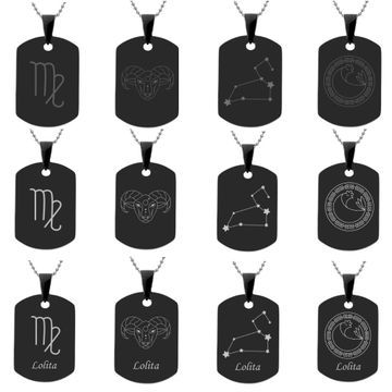 Colgante de signo del zodiaco de acero inoxidable negro - 2875