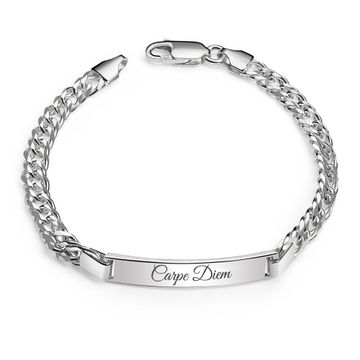 Pulsera de identidad de plata con malla rombo - 2507