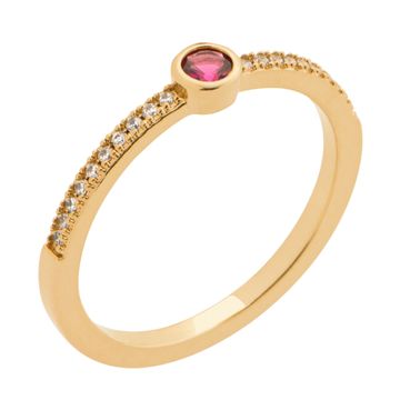Anillo chapado en oro con circonita rosa - 2724