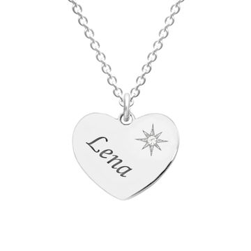 Colgante corazón de plata con diamante - 2309