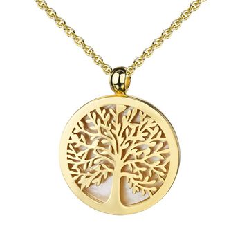 Colgante de plata árbol de la vida dorado con grabado - 2934