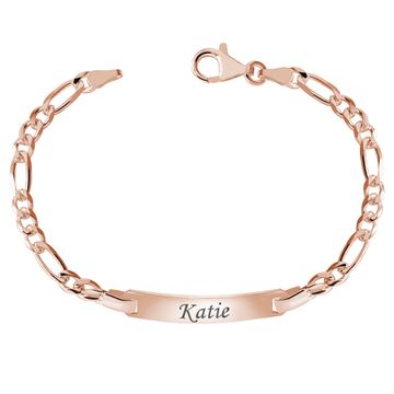 Pulsera Figaro chapada en oro rosa con grabado - 1808