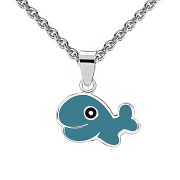 Colgante ballena plata con grabado para niños - 2938