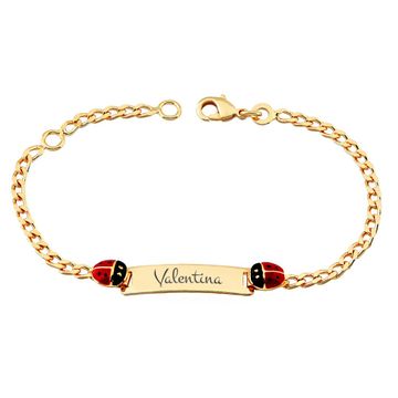 Pulsera chapada en oro con motivo de mariquita - 2770