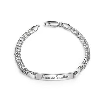 Pulsera de identidad de plata con malla rombo - 2507