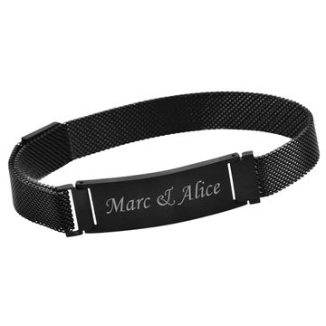 Pulsera de acero malla milanesa negra - 2374
