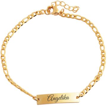 Esclava dorada de acero inoxidable con grabado - 1577