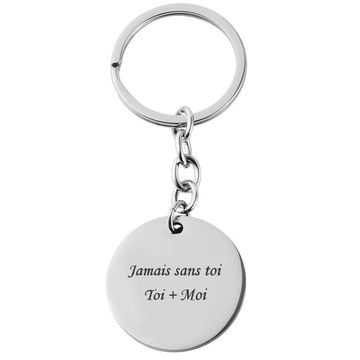 Llavero redondo de acero inoxidable con grabado - 2097