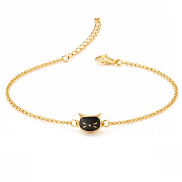 Pulsera gato chapada en oro con grabado - 2950