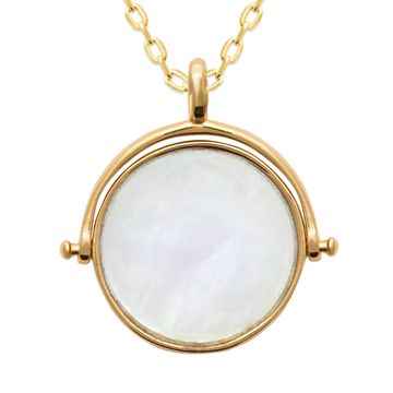 Colgante redondo chapado en oro con nácar - 2798