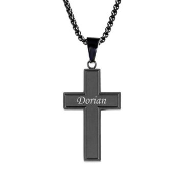 Colgante de cruz de acero negro personalizada - 2480