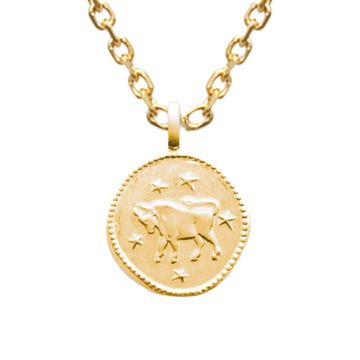 Colgante zodíaco Tauro chapado en oro con grabado - 2676