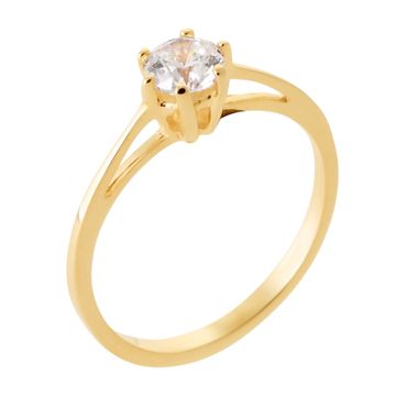 Anillo de compromiso chapado en oro con circonita- 2716