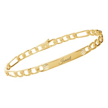Pulsera Figaro chapada en oro con grabado 4mm - 2761