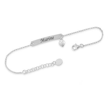 Esclava de plata corazón con grabado - 2313