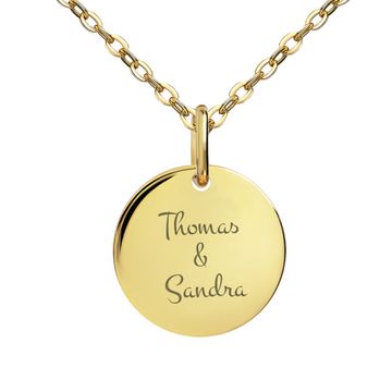 Colgante redondo plateado dorado con grabado - 2695