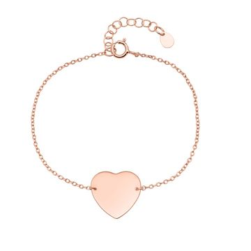 Pulsera corazón rosado con grabado - 2287 