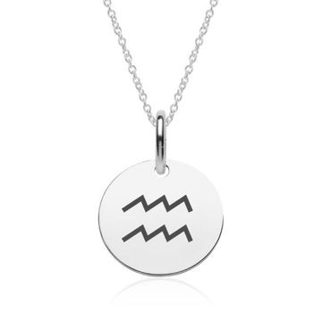 Colgante de plata zodíaco Acuario con grabado - 2169