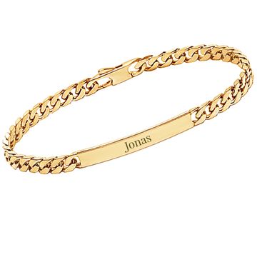 Pulsera de eslabones chapados en oro con grabado 4mm - 2763