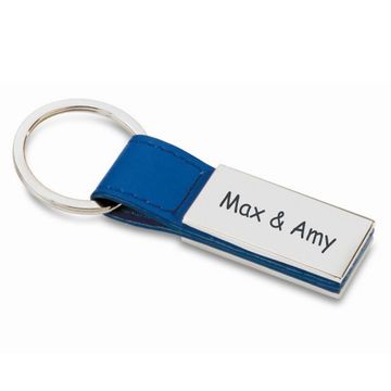 Llavero de cuero azul con grabado - 0839