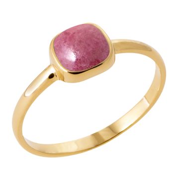 Anillo chapado en oro con rodonita rosa - 2728