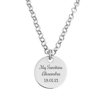 Colgante redondo con cadena de ancla de plata - 2597