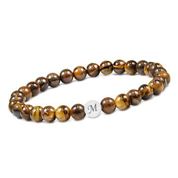 Pulsera de perlas ojo de tigre con grabado - 2691