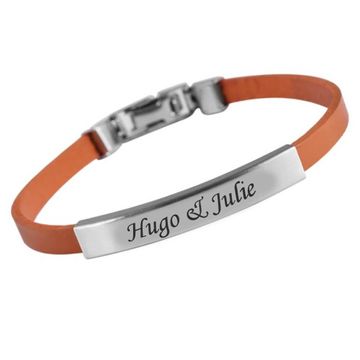 Pulsera de cuero con placa personalizable - 1847