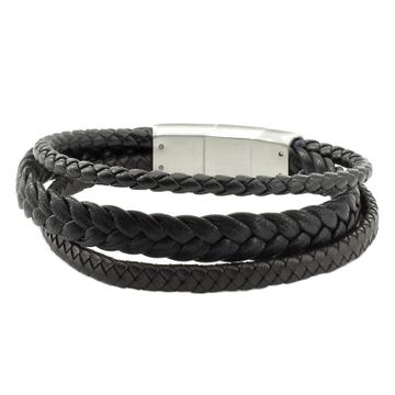 Pulsera de cuero negro con cierre personalizable - 1861