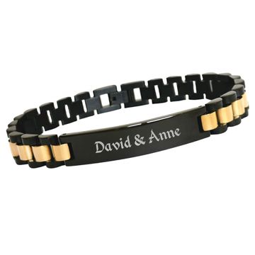 Brazalete de acero inoxidable bicolor negro - 2860